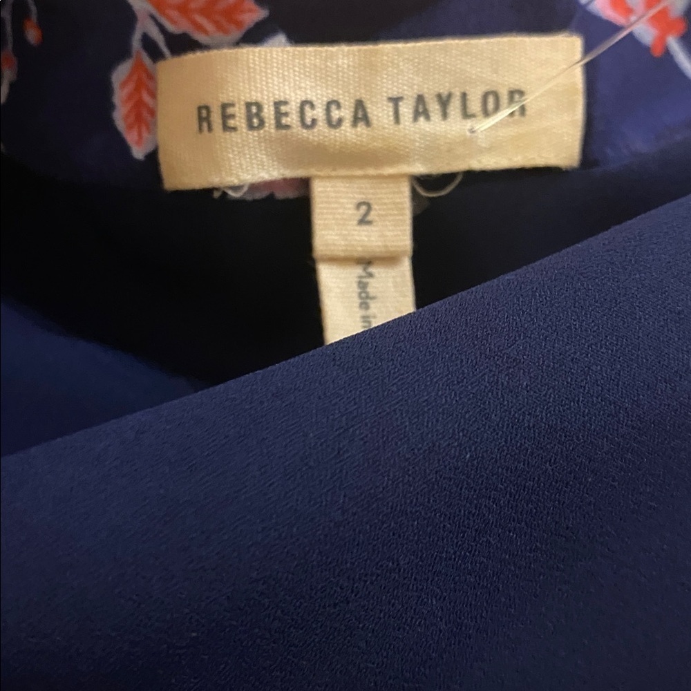 Rebecca Taylor silk Navy Floral Mini Dress size 2 - Picture 2 of 9